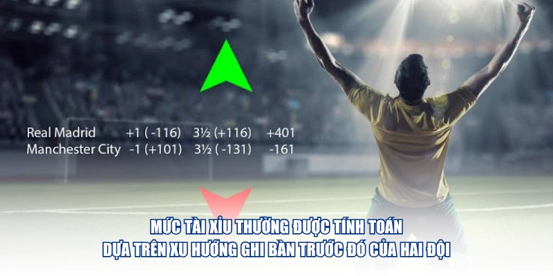 Mức tài xỉu thường được tính toán dựa trên xu hướng ghi bàn trước đó của hai đội